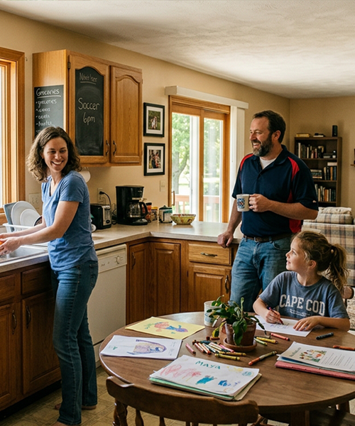 Family activity in a kitchen