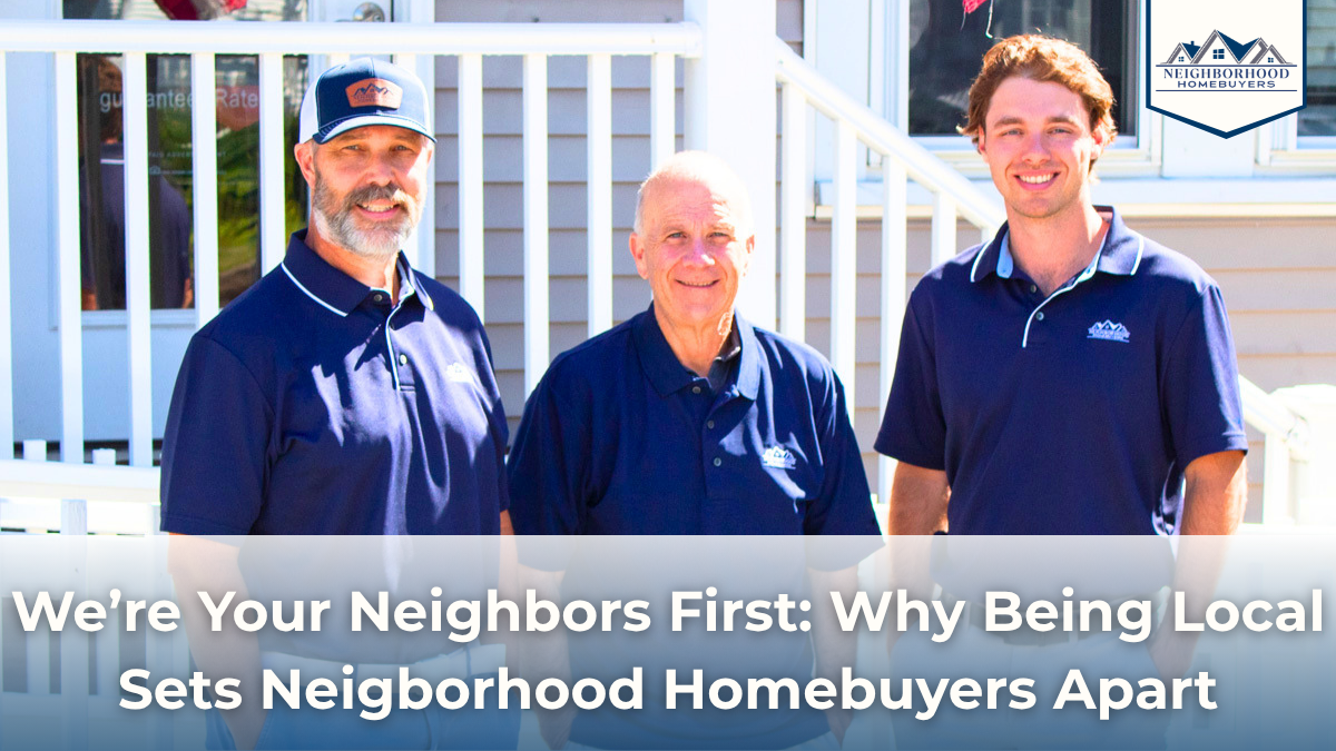Local cash homebuyer team outside Neighborhood Homebuyers' Randolph, MA office